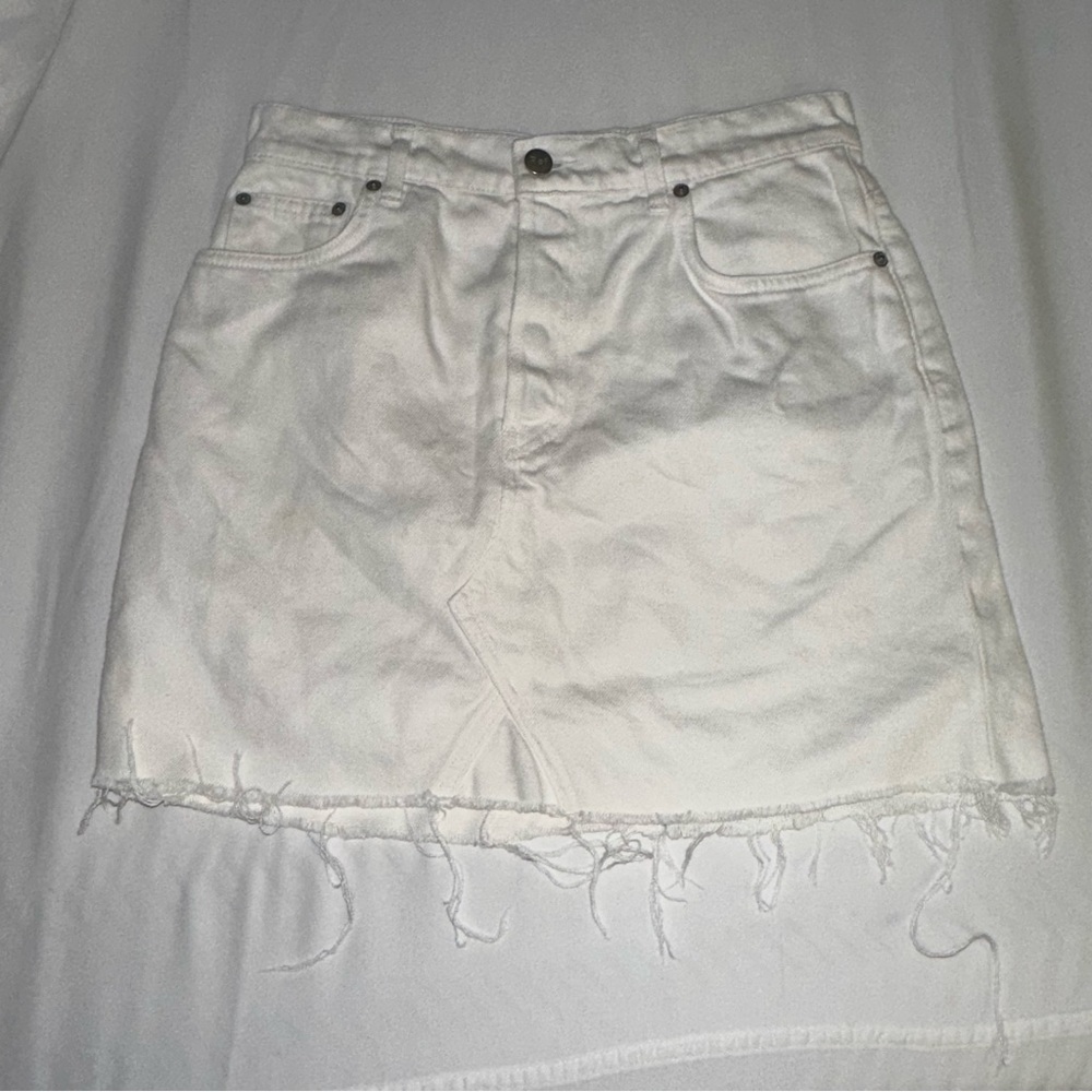 REFORMATION Cherry Denim Skirt in White - Picture 2 of 6